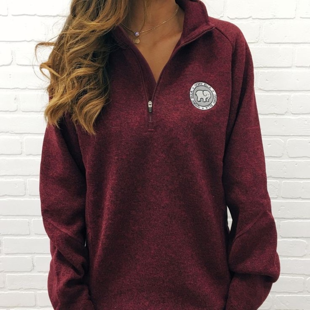 ivory ella maroon quarter-zip pullover